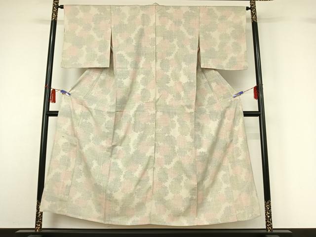 平和屋着物▽本場結城紬 単衣 80亀甲 雪輪文 正絹 逸品 AABH8634jh