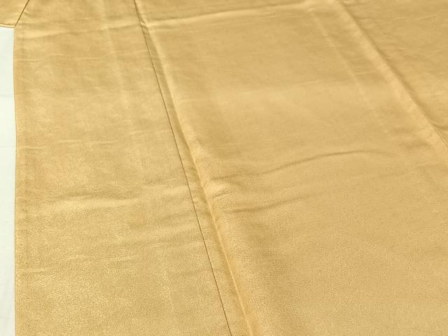 平和屋着物▽上質な色無地 単衣 草花地紋 蜂蜜色 正絹 逸品 AABH8638jh