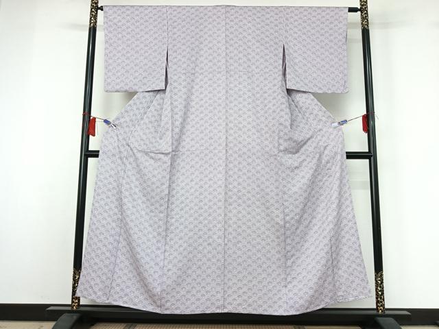 平和屋着物▽上質な小紋 単衣 青海波花文 正絹 逸品 AABH8647jh
