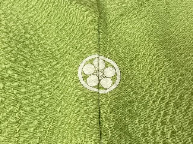 平和屋着物▽上質な色無地 単衣 立涌花地紋 苗色 正絹 逸品 AABH8654jh