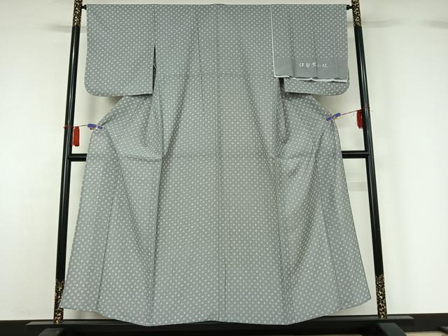 平和屋着物▽伊勢型小紋 単衣 舞花文 反端付き 洗える着物 AABH8659jh