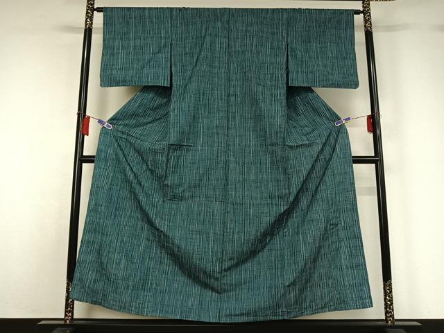 平和屋着物▽上質な紬 単衣 縞 正絹 逸品 AABH8666jh