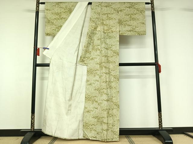 平和屋着物▽本場大島紬 染大島 単衣 草葉文 正絹 逸品 AABH8667jh