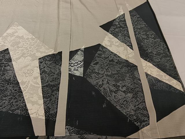 平和屋着物▽訪問着 無双 紗袷 紗×絽 切嵌花文 正絹 逸品 AABH8671jh