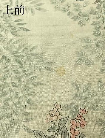 平和屋着物▽上質な小紋 単衣 紬地 手描き 草花文 正絹 逸品 AABH8678jh