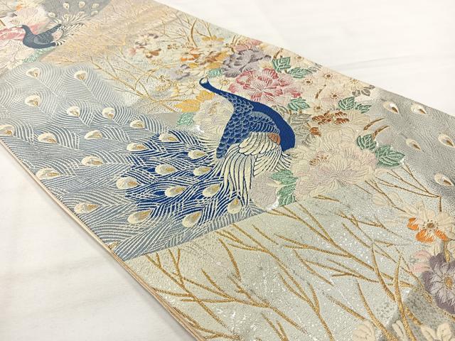 平和屋着物◎六通柄袋帯 唐織 招美の花園 金銀糸 正絹 逸品 AABH8682uk