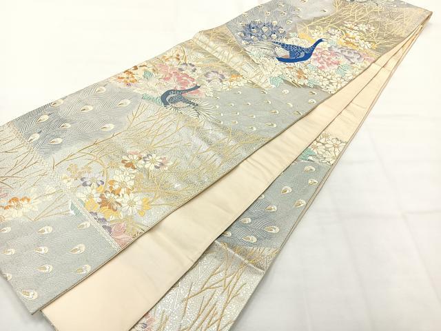 平和屋着物◎六通柄袋帯 唐織 招美の花園 金銀糸 正絹 逸品 AABH8682uk