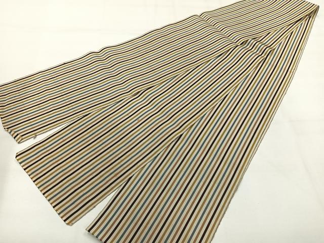 平和屋着物◎本場筑前博多織 半幅帯 間道 正絹 逸品 AABH8700uk