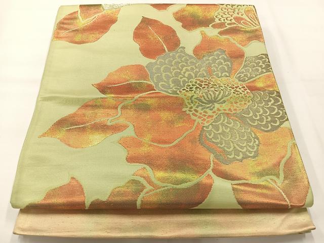 平和屋着物◎六通柄袋帯 草花文 金糸 正絹 逸品 AABH8704uk