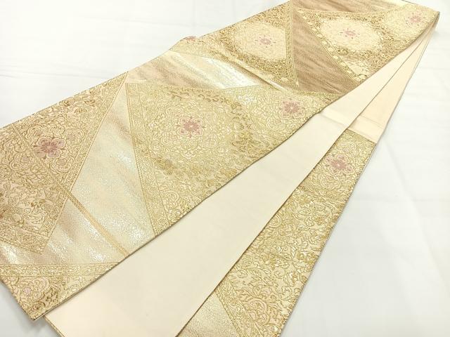 平和屋着物◎六通柄袋帯 正倉院花文 金糸 正絹 逸品 AABH8706uk