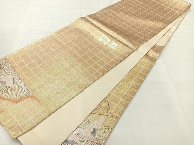平和屋着物◎太鼓柄袋帯 飛鶴文 金糸 正絹 逸品 AABH8711uk