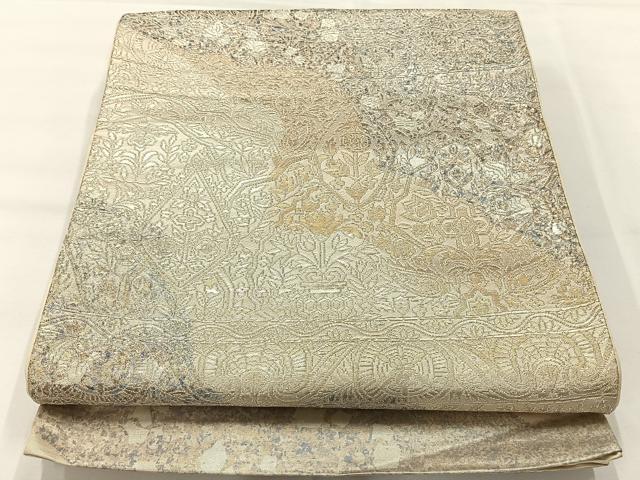 平和屋着物◎六通柄袋帯 道長文 金糸 正絹 逸品 AABH8713uk