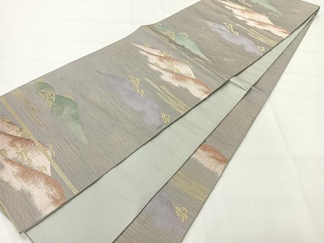 平和屋着物◎六通柄袋帯 唐織 風景文 金糸 正絹 逸品 AABH8738uk