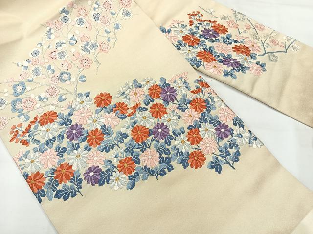 平和屋着物◎九寸名古屋帯 唐織 草花文 金銀糸 正絹 逸品 AABH8740uk