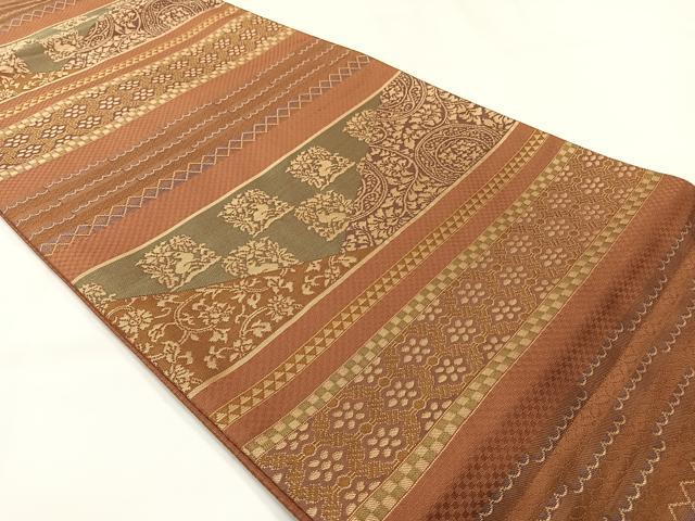 平和屋着物◎六通柄袋帯 唐織 名物裂 正絹 逸品 AABH8745uk