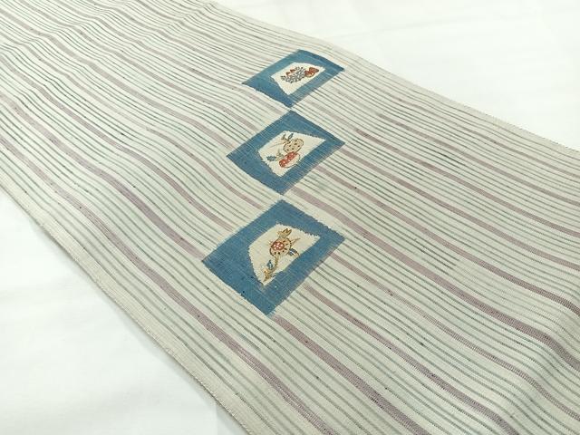 平和屋着物◎太鼓柄袋帯 紬地 成り物 正絹 逸品 AABH8757uk