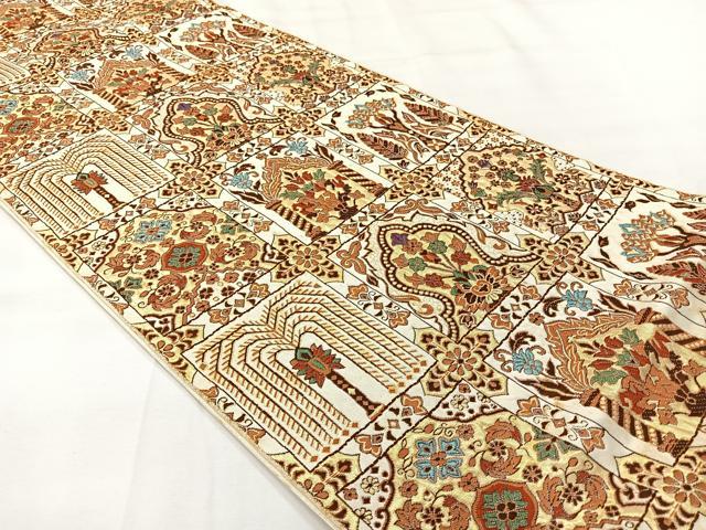 平和屋着物◎六通柄 本袋帯 花天井文 金糸 正絹 逸品 AABH8758uk