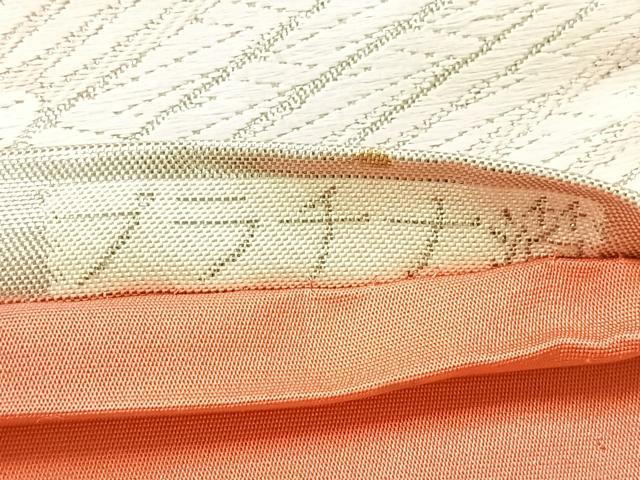 平和屋着物◎六通柄袋帯 唐織 孔雀文 プラチナ箔 正絹 逸品 AABH8759uk
