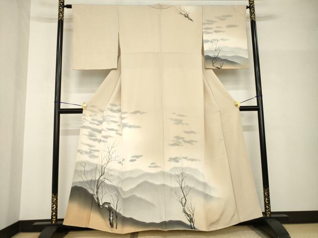 平和屋着物●訪問着 手描き 遠山風景文 暈し染め 正絹 逸品 AABH8770ck