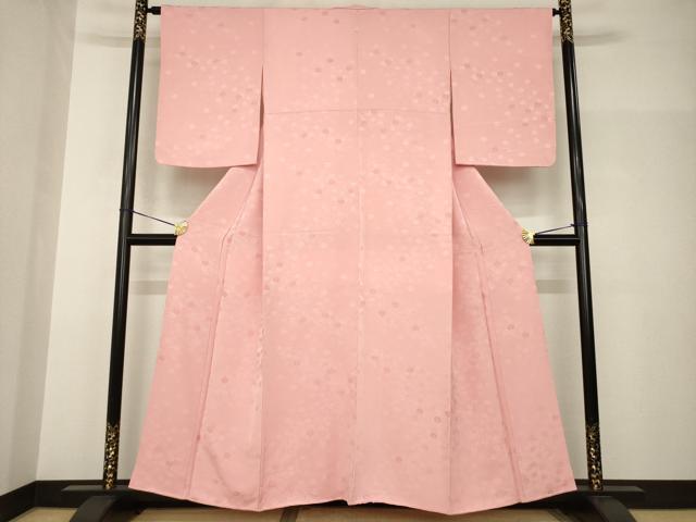 平和屋着物●上質な色無地 舞花文 薄紅色 正絹 逸品 AABH8786ck