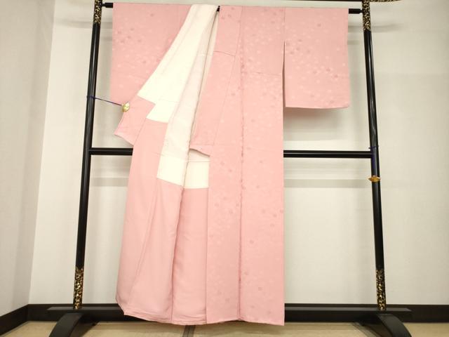 平和屋着物●上質な色無地 舞花文 薄紅色 正絹 逸品 AABH8786ck