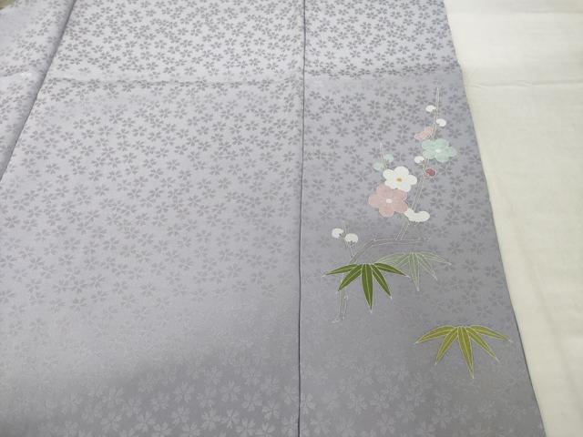 平和屋着物●訪問着 友禅 駒刺繍 扇面吉祥花文 暈し染め 金彩 正絹 逸品 AABH8794ck