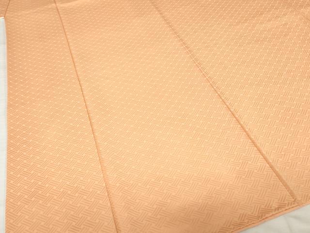 平和屋着物●上質な色無地 篭目地紋 深支子色 正絹 逸品 AABH8800ck