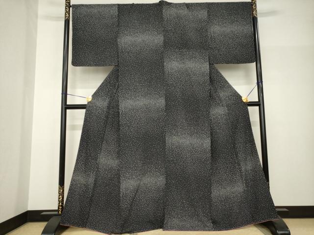 平和屋着物●上質な小紋 大小あられ 黒地 正絹 逸品 未使用 AABH8802ck