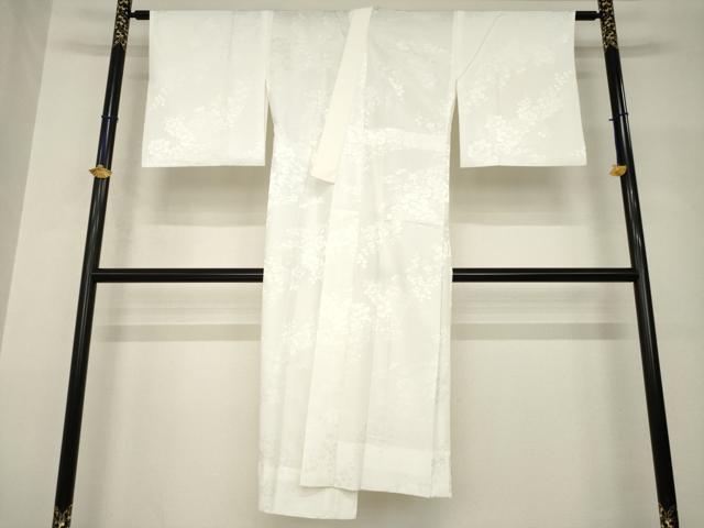 平和屋着物●長襦袢　無双仕立て　草花地紋　白色　正絹　逸品　AABH8805ck 平和屋着物○長襦袢 無双仕立て 草花地紋 白色 正絹 逸品 AABH8805ck