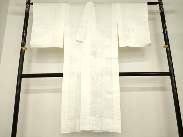 平和屋着物●長襦袢 無双仕立て 麻の葉花地紋 生成り色 正絹 逸品 AABH8806ck