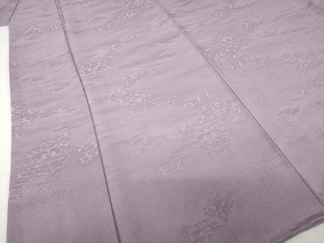 平和屋着物●上質な色無地 流水花唐草地紋 葡萄鼠色 正絹 逸品 未使用 AABH8807ck