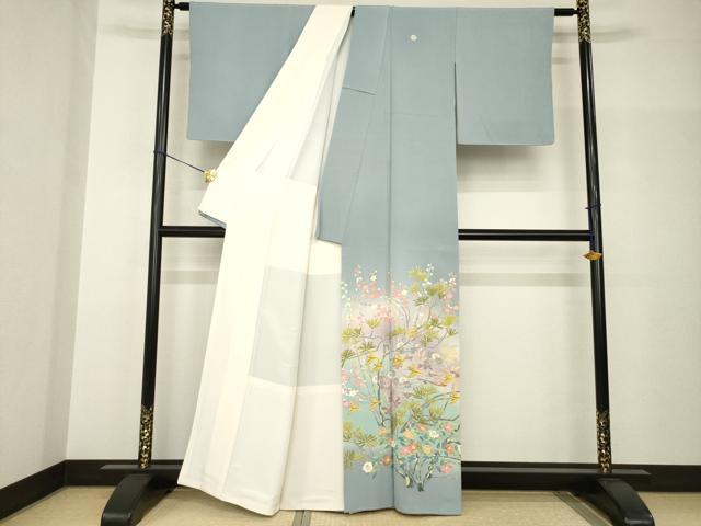 平和屋着物●本加賀友禅作家 百貫華峰 色留袖 花鳥文 正絹 逸品 AABH8817ck