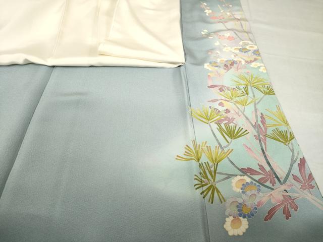平和屋着物●本加賀友禅作家 百貫華峰 色留袖 花鳥文 正絹 逸品 AABH8817ck