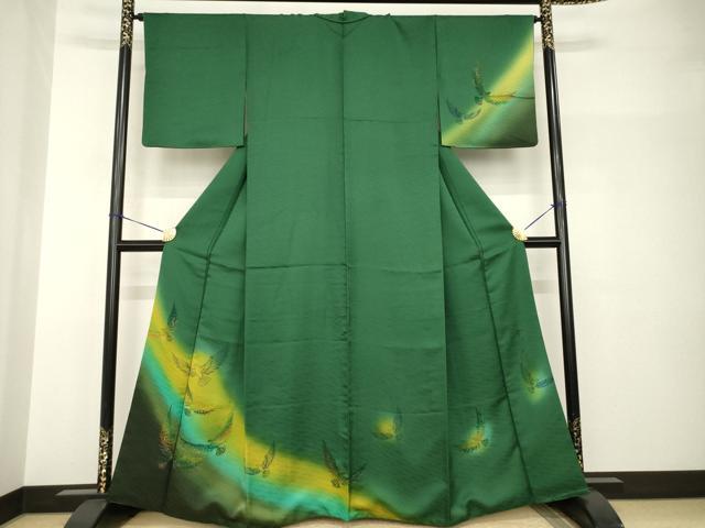 平和屋着物●染色作家 斉藤三才 訪問着 三才鳥 暈し染め 金彩 やまと誂製 正絹 逸品 AABH8819ck