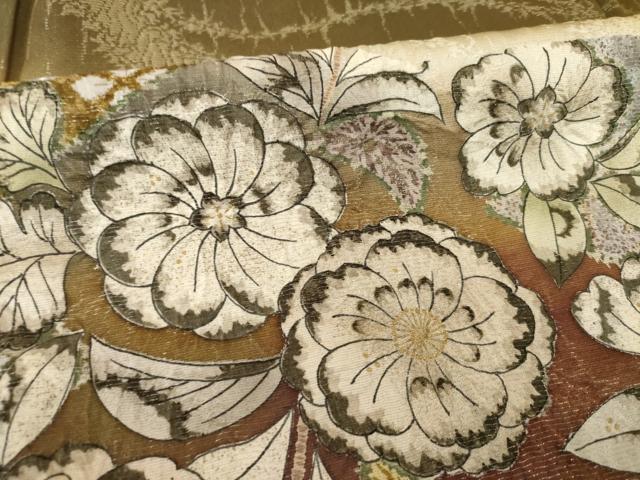 平和屋着物●訪問着 辻が花 流水花文 暈し染め 金彩 銀通し地 正絹 逸品 AABH8820ck