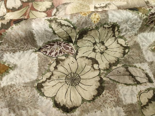平和屋着物●訪問着 辻が花 流水花文 暈し染め 金彩 銀通し地 正絹 逸品 AABH8820ck