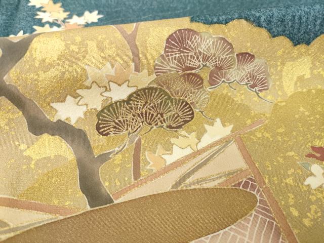 平和屋着物●訪問着 友禅 風景鴛鴦花文 金彩 正絹 逸品 AABH8823ck