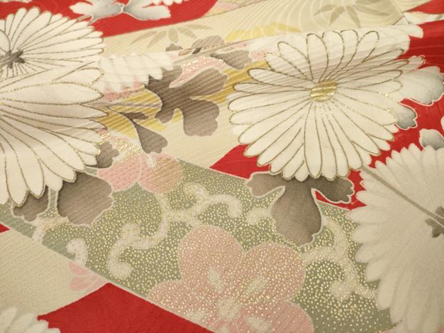 平和屋着物●豪華振袖 駒刺繍 蔓帯花文 金彩 正絹 逸品 AABH8837ck