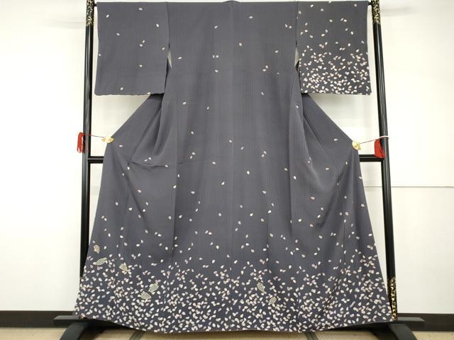 平和屋着物●訪問着 駒刺繍 舞桜文 正絹 逸品 AABH8841cs
