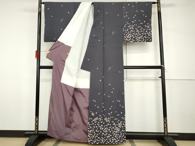 平和屋着物●訪問着 駒刺繍 舞桜文 正絹 逸品 AABH8841cs