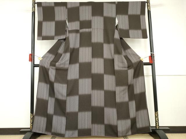 平和屋着物●上質な小紋 変わり市松文 正絹 逸品 AABH8858cs