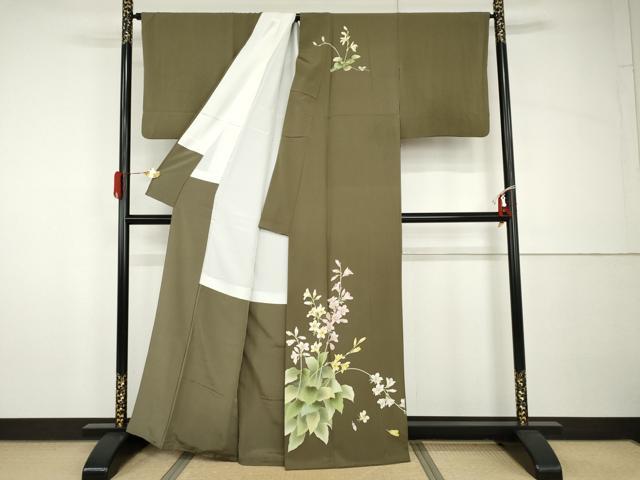 平和屋着物●訪問着 友禅 作家物 草花文 正絹 逸品 AABH8862cs