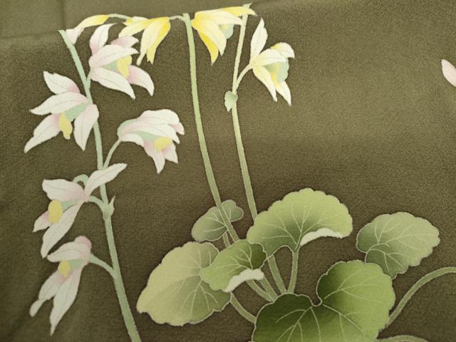 平和屋着物●訪問着 友禅 作家物 草花文 正絹 逸品 AABH8862cs