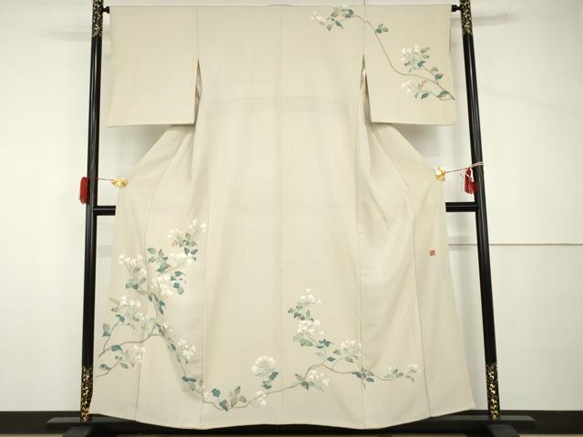 平和屋着物●訪問着 友禅 作家物 枝花文 正絹 逸品 AABH8869cs