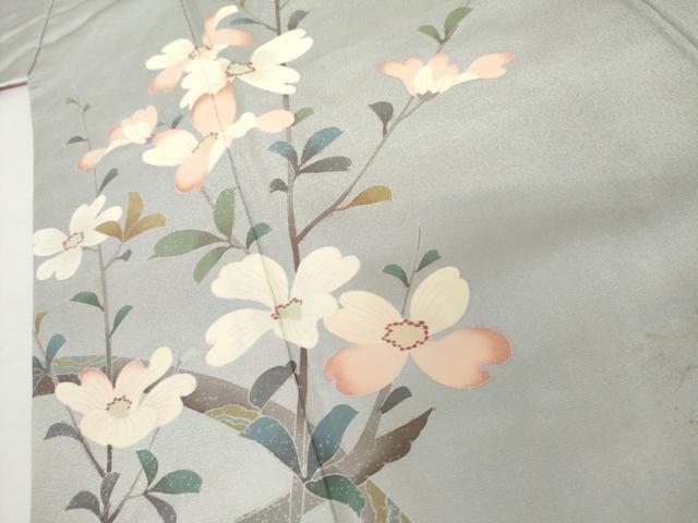 平和屋着物●訪問着 枝花文 暈し染め 正絹 逸品 AABH8870cs