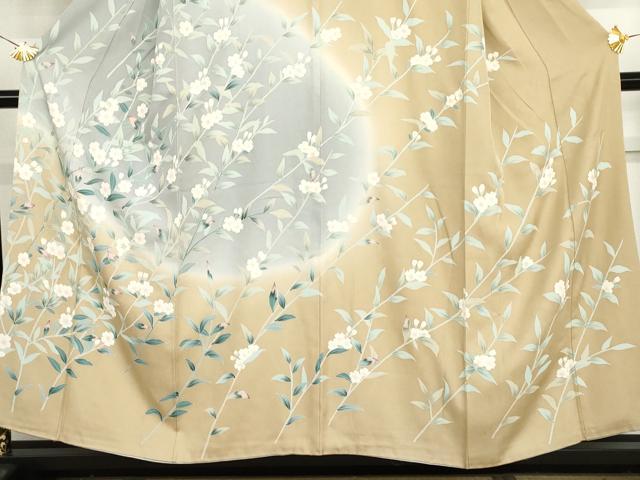 平和屋着物●訪問着 友禅 作家物 枝花文 暈し染め 正絹 逸品 AABH8871cs
