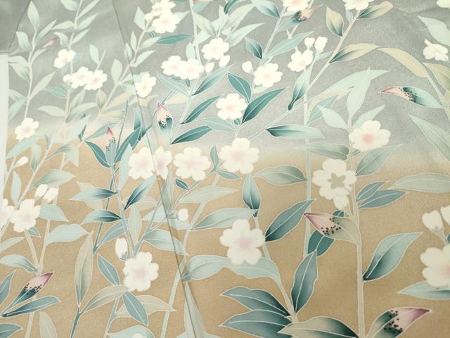 平和屋着物●訪問着 友禅 作家物 枝花文 暈し染め 正絹 逸品 AABH8871cs