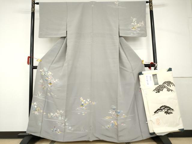 平和屋着物●訪問着 友禅 作家物 御所解文様 松竹梅風景文 たとう紙付き 正絹 逸品 AABH8872cs