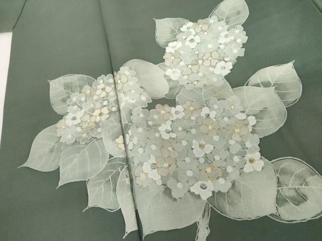 平和屋着物●訪問着 ろうけつ染 紫陽花 アジサイ 金彩 正絹 逸品 AABH8873cs