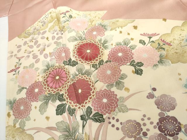 平和屋着物●豪華色留袖 刺繍 梅松花文 金彩 正絹 逸品 AABH8874cs